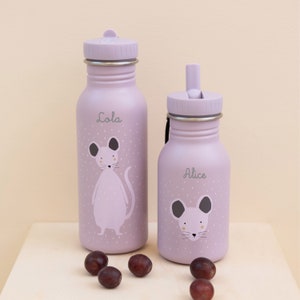 CHILDREN'S WATER BOTTLE personalized with NAME / Mouse / Kita / Trixie / Nursery bottle / Water bottle / Children's gift