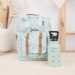Ensemble sac à dos pour enfants avec gourde | personnalisé | avec nom | Sac à dos pour enfants | Gourde pour enfants | Sac à dos maternelle | Fresque