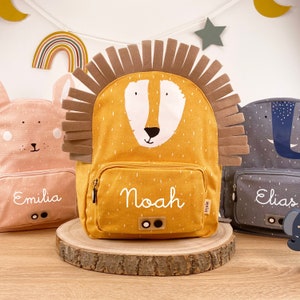 CHILDREN'S BACKPACK PERSONALIZED WITH NAME / Kindergarten Backpack / Kita Backpack / Trixie Backpack for Children / Elephant / Lion / Mouse / Rabbit Löwe mit Namen