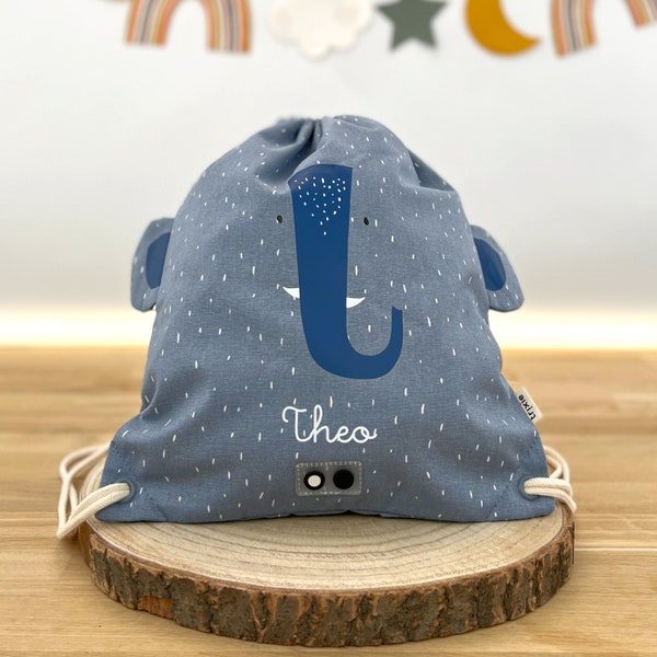 KINDERTURNBEUTEL personalisiert MIT NAMEN / Kindergeschenkl / Turntasche / Trixie Turnbeutel für Kinder Elefant / Krokodil / Löwe / Pinguin