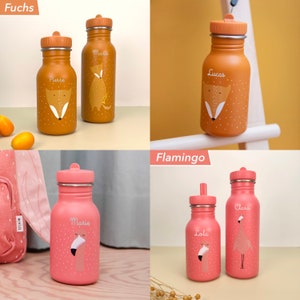 Kinder Wasserflasche/Trinkflasche mit Namen personalisiert aus Edelstahl / Tiger / Kindergarten Flasche / Kita Wasserflasche / Geschenk Bild 7