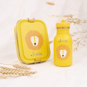 Boîte à goûter et biberon personnalisés avec nom | Cadeau Kitastart | Kit de démarrage pour l'école maternelle | Acier inoxydable |