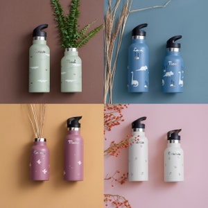 Children&#39;s stainless steel drinking bottle engraved with name / stainless steel drinking bottle personalized with name 500ml and 350ml