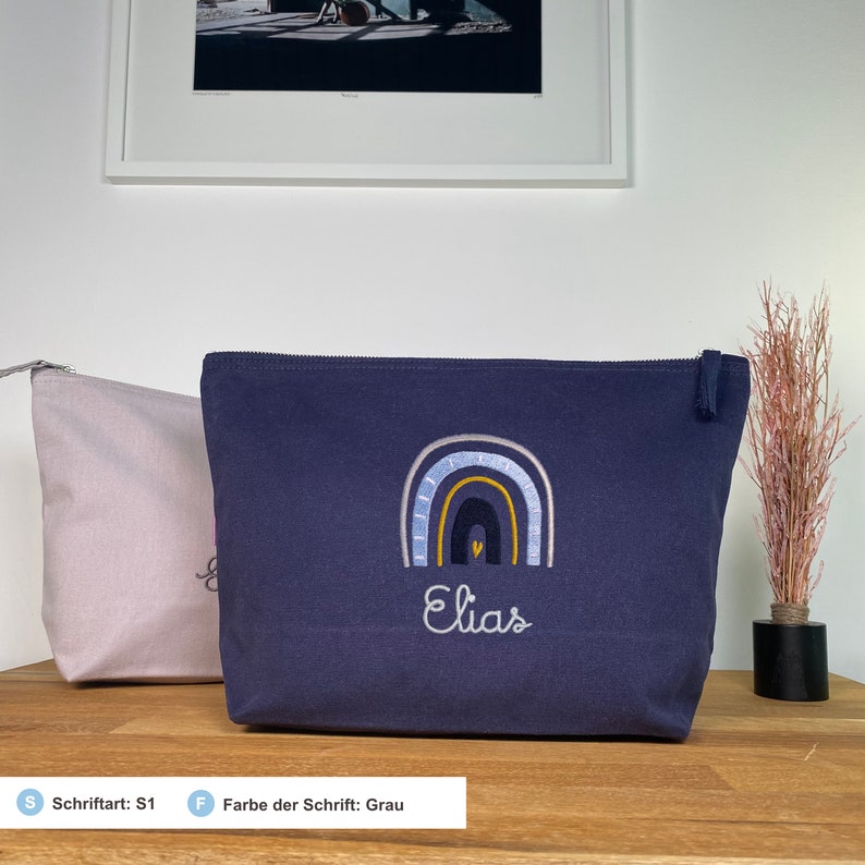 Personalized diaper bag embroidered with name Rainbow / Girls & Boys Navy / Blau
