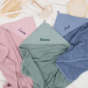 Baby and children&#39;s hooded towel for boys and girls personalized with name in 75 x 75 cm and 100 x 100 cm / children&#39;s gift / baby gift
