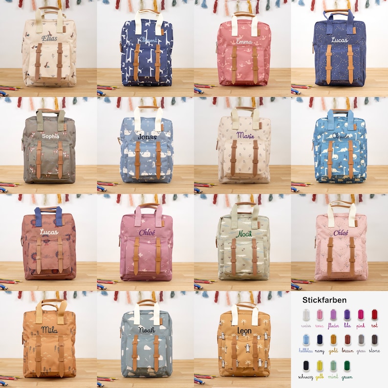 Children's backpack embroidered with names / personalized / for daycare and kindergarten in 20 great colors image 2