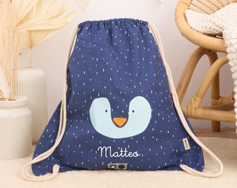 GYM BAG WITH NAME personalized for kindergarten, school and physical education: fox / rabbit / polar bear / monkey etc.