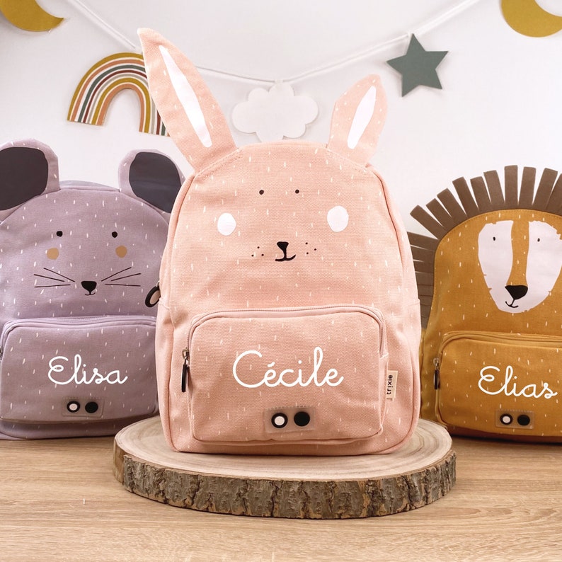 CHILDREN'S BACKPACK PERSONALIZED WITH NAME / Kindergarten Backpack / Kita Backpack / Trixie Backpack for Kids / Giraffe / Rabbit / Mouse / Koala Hase mit Namen