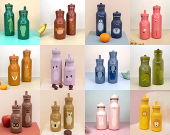 Kinder Trinkflasche mit Namen personalisiert aus Edelstahl  / Kita / Trixie / Kindergarten-Flasche / Wasserflasche / Schule / Kindergeschenk