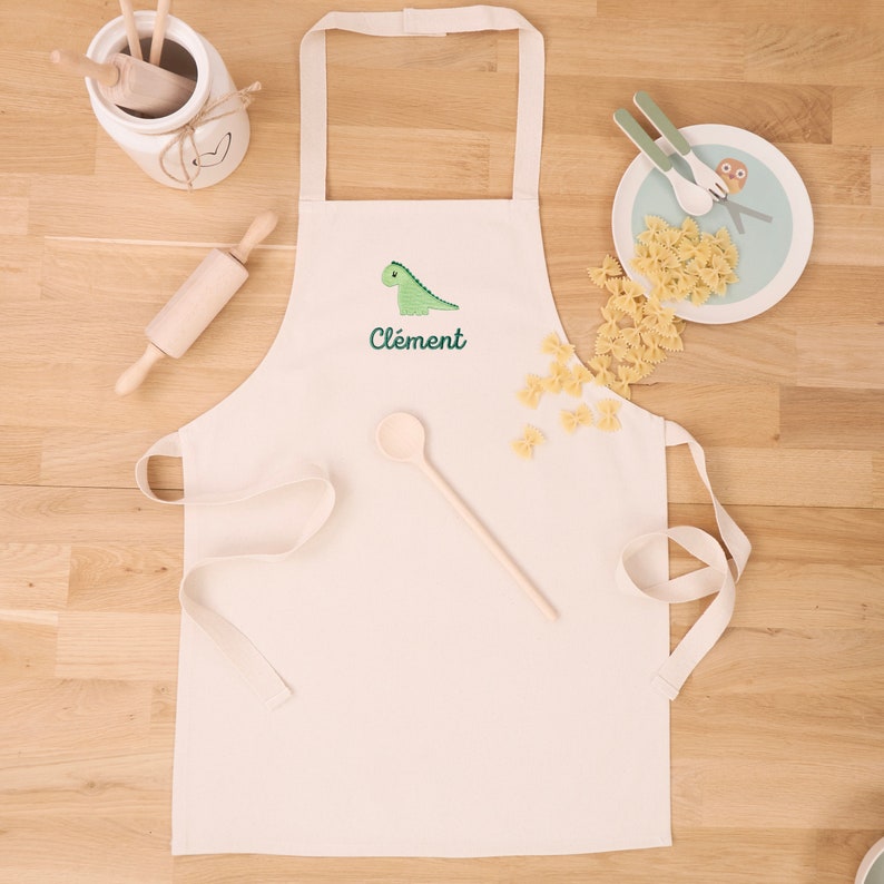 Children's apron / cooking apron / baking apron with name and motif personalized for boys and girls / fair trade cotton / embroidered image 9