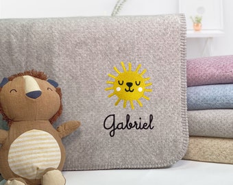 Coperta per bambini con nome / Regalo personalizzato per bambini / Coperta coccolosa / Regalo di nascita con data / Cotone organico / Battesimo