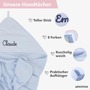 Baby und Kinder-Kapuzenhandtuch für Jungen und Mädchen mit Namen personalisiert in 75x75cm und 100x100cm / Kindergeschenk / Babygeschenk Bild 2