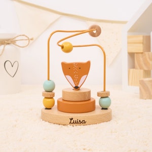 Trixie motor skills loop personalized with name, Montessori wooden toy from 1 year, baby toy, natural, baby 12+ months