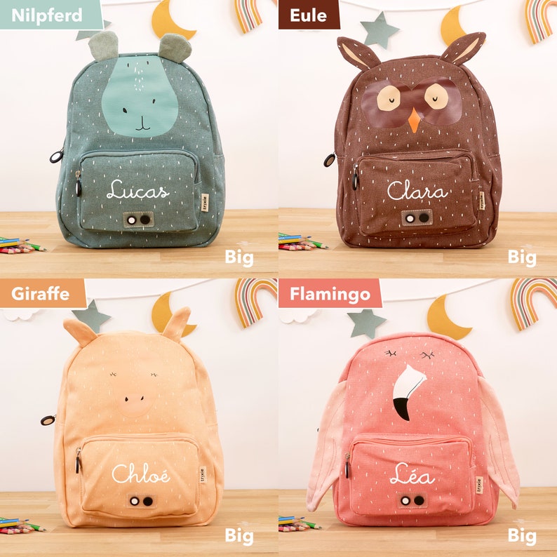 Trixie children's backpack personalized with name / small/big / 20 great animal motifs / children's gift image 9