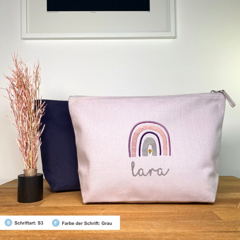 Personalized diaper bag embroidered with name Rainbow / Girls & Boys Grau / Rosa