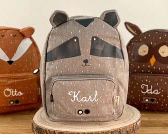 CHILDREN'S BACKPACK PERSONALIZED WITH NAME / Kindergarten Backpack / Trixie Backpack for Kids / Raccoon / Dino / Koala / Rabbit / Hedgehog