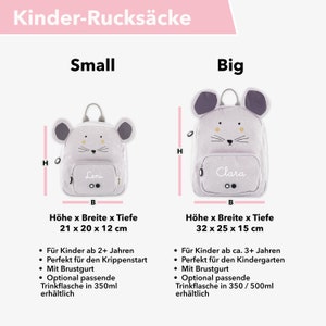 Sac à dos pour enfants Trixie avec personnalisation du prénom / Small/Big / 20 superbes motifs d'animaux / Cadeau pour enfant image 3