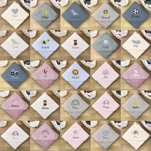 Baby and children&#39;s hooded towel for boys and girls with name personalized in blue/pink/white/green/ 75 x 75 cm/100 x 100 cm / children&#39;s gift