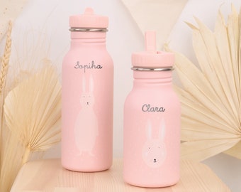 Kinder Trinkflasche mit Namen personalisiert aus Edelstahl  für Jungen & Mädchen/ Kindergarten-Flasche / Wasserflasche / Schule / Geschenk