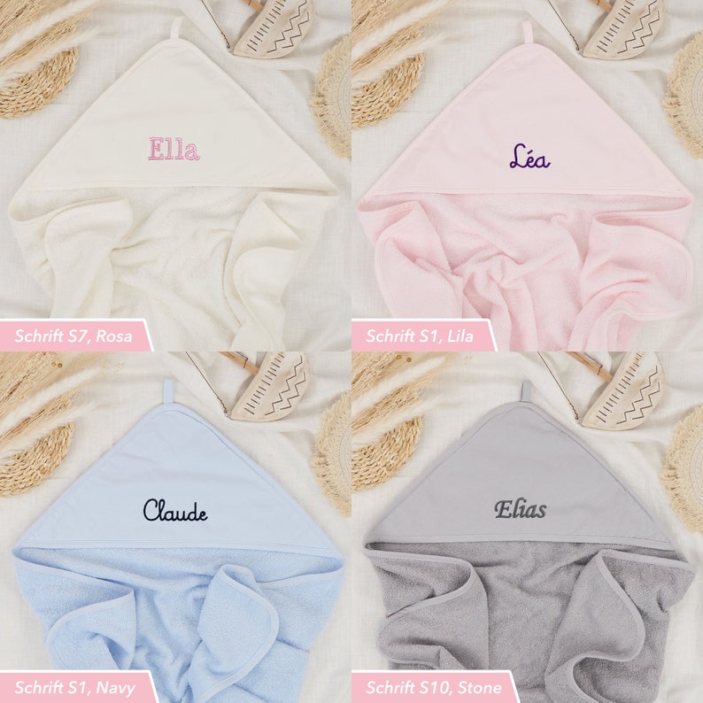 Baby and children's hooded towel for boys and girls with name personalized in 75 x 75 cm and 100 x 100 cm / children's gift / baby gift image 9