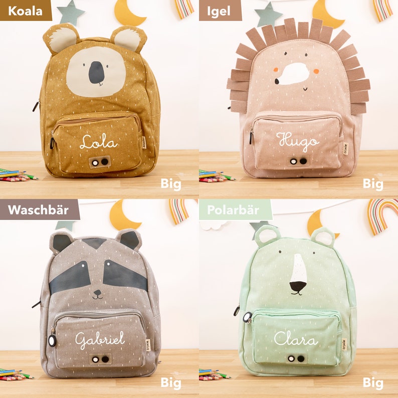 Trixie children's backpack personalized with name / small/big / 20 great animal motifs / children's gift image 8