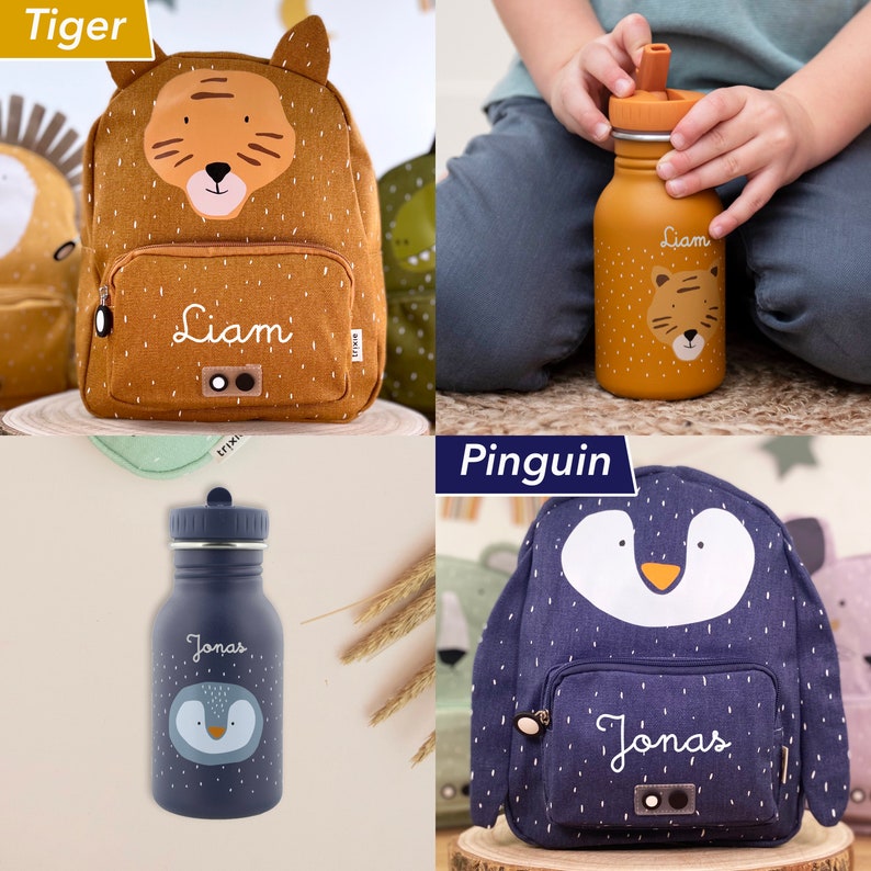 CHILDREN'S BACKPACK WITH NAME personalized as a set with drinking bottle / kindergarten backpack / Trixie backpack for children / children's gift image 8