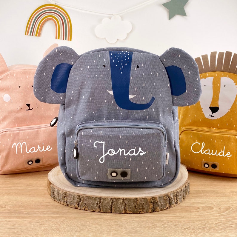 CHILDREN'S BACKPACK PERSONALIZED WITH NAME / Kindergarten Backpack / Kita Backpack / Trixie Backpack for Children / Elephant / Lion / Mouse / Rabbit Elefant mit Namen
