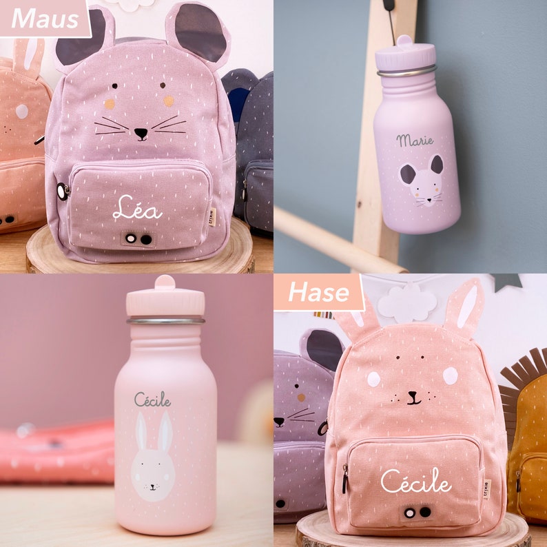 CHILDREN'S BACKPACK WITH NAME personalized as a set with drinking bottle / kindergarten backpack / Trixie backpack for children / children's gift image 3