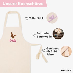 Kinderschürze / Kochschürze / Backschürze mit Namen und Motiv personalisiert für Junge und Mädchen / Fair Trade Baumwolle / bestickt zdjęcie 2
