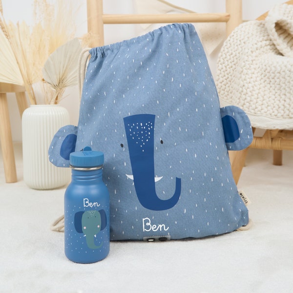 SAC DE GYM POUR ENFANTS personnalisé avec NOM / sac de sport / sac de sport / Sac de sport Trixie pour enfants pingouin / lion / éléphant / crocodile