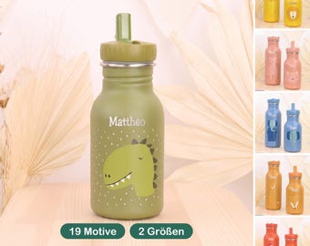 Children's water bottle engraved with name | Trixie stainless steel 350 & 500 ml | many animal designs | kindergarten and school