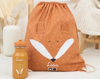 SAC DE GYM POUR ENFANTS personnalisé avec NOM / sac de sport / sac de sport / Sac de sport Trixie pour enfants lapin / ours polaire / renard / singe