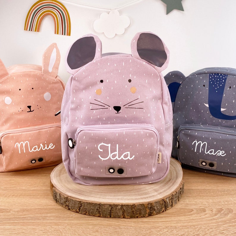 CHILDREN'S BACKPACK PERSONALIZED WITH NAME / Kindergarten Backpack / Kita Backpack / Trixie Backpack for Kids / Giraffe / Rabbit / Mouse / Koala Maus mit Namen