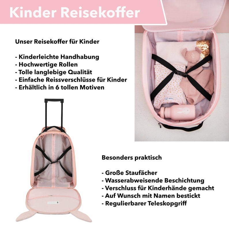 Trixie Reise-Trolley / Reisekoffer für Kinder mit Namen bestickt / Hase, Löwe, Fuchs, Dino, Pinguin Bild 7