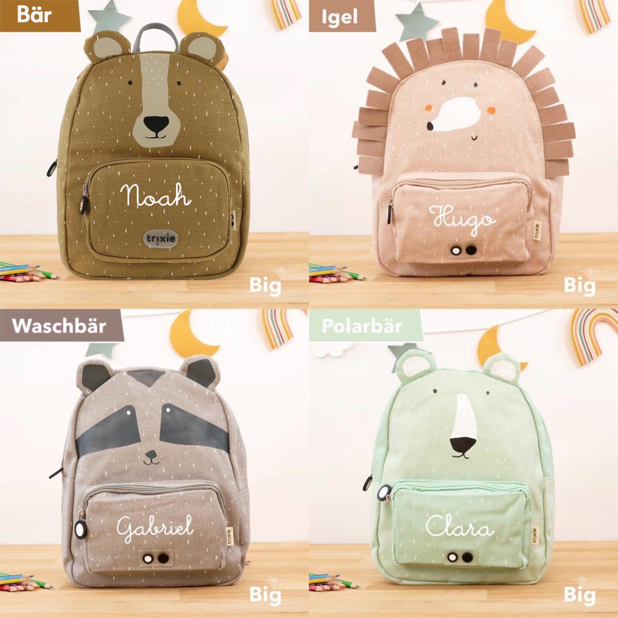 Zaino Asilo Nido Trixie Kids 31 Cm - Con Spallacci Imbottiti, Tasca Frontale E Nominetta Interna