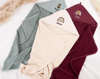 Ręcznik z kapturem z imieniem personalizowanym dla dziecka i niemowlęcia / ręcznik kąpielowy / na Boże Narodzenie / chrzest / prezent / 75x75 / 100x100 / dziewczynka/chłopiec