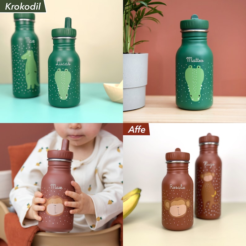 Children's water bottle / water bottle with name personalized made of stainless steel / tiger / kindergarten bottle / Kita water bottle / gift image 8
