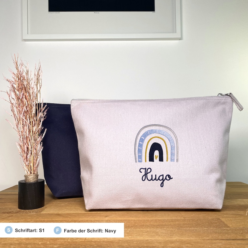 Personalized diaper bag embroidered with name Rainbow / Girls & Boys Grau / Blau