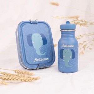 Kindergarten set with lunch box and children&#39;s drinking bottle personalized with name | Gift for starting daycare | Starter pack | Stainless steel | Trixie lunch box |