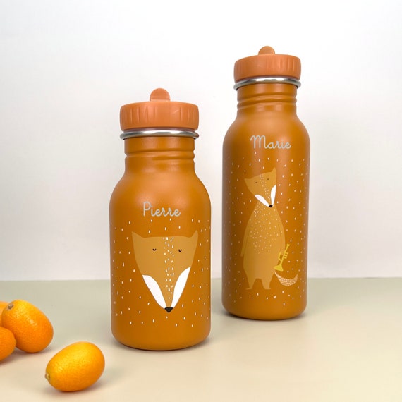 Kinder Trinkflasche Mit Namen Personalisiert Aus Edelstahl / Fuchs / Kita / Trixie / Kindergarten-flasche / Wasserflasche / Kindergeschenk