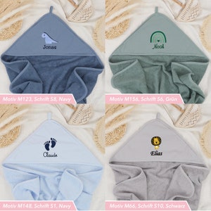 Baby and children's hooded towel for boys and girls embroidered with name personalized / 75 x 75 cm/100 x 100 cm / animals / rainbow image 8