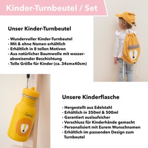 KINDERTURNBEUTEL MIT NAMEN personalisiert / Turnbeutel / Turntasche / Trixie Turnbeutel für Kinder Hase / Polarbär / Fuchs / Affe Bild 2