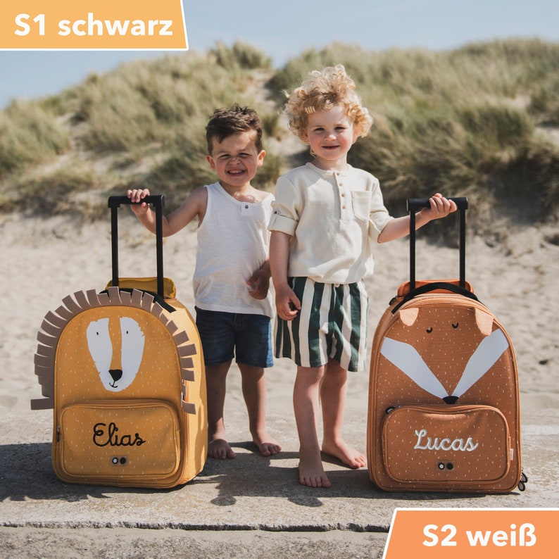 Children's trolley / children's travel trolley / suitcase with names personalized by Trixie / rabbit, lion, fox image 2