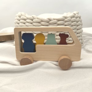 Wooden car engraved with name / children's wooden toy bus personalized with desired name / children's gift / baby gift image 4