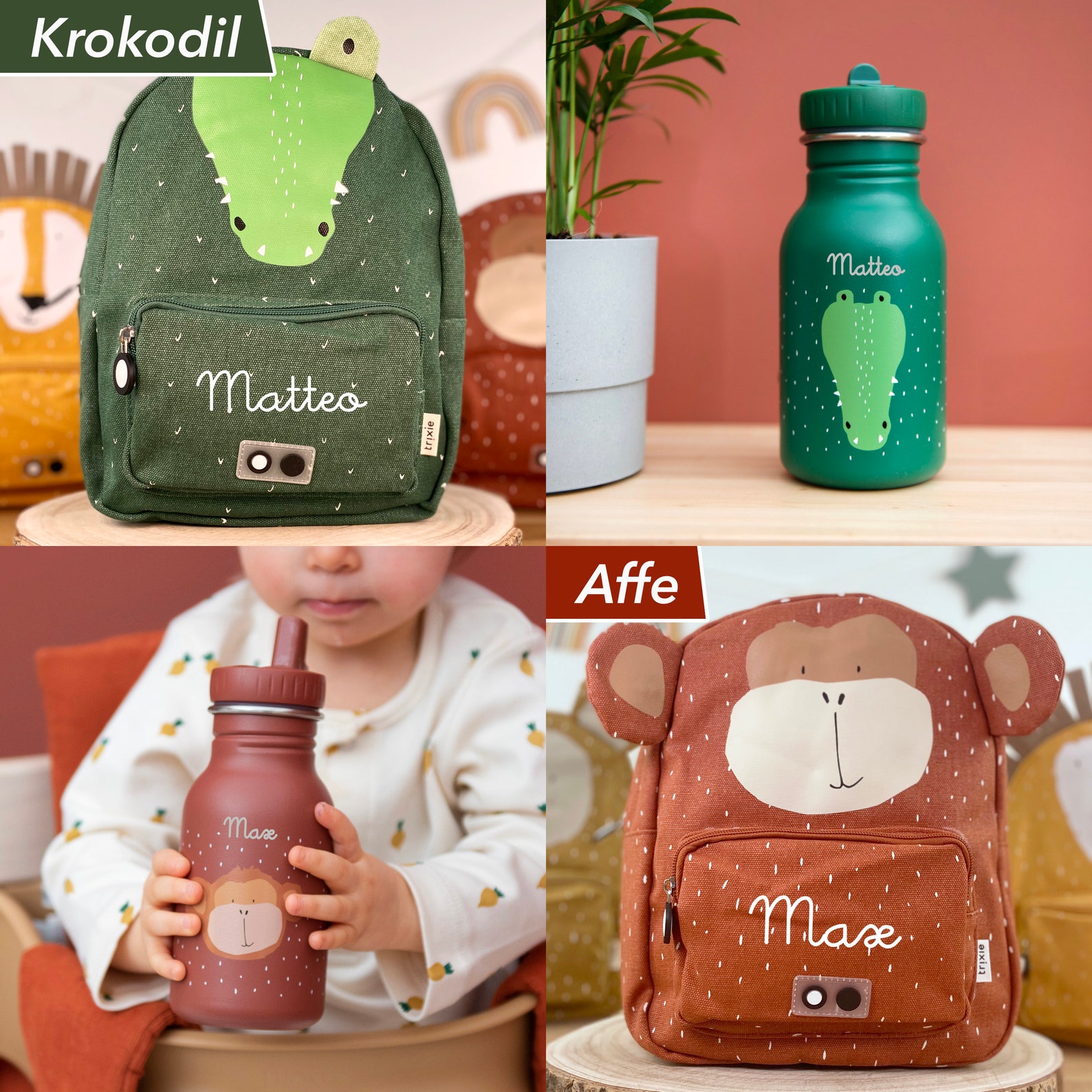 KINDERRUCKSACK MIT NAMEN personalisiert als Set mit Trinkflasche ...