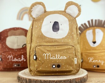 CHILDREN'S BACKPACK PERSONALIZED WITH NAME / Kindergarten Backpack / Kita Backpack / Trixie Backpack for Children Dino / Tiger / Koala / Lion