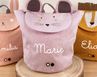 CHILDREN MINI BACKPACK with NAMES personalized / Kita backpack / Gym bag / Trixie Mini backpack for children / Rabbit / Mouse / Lion / Elephant