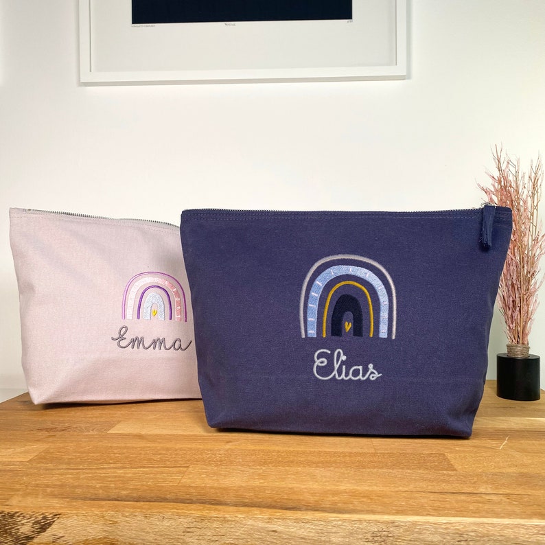 Personalized diaper bag embroidered with name Rainbow / Girls & Boys image 1