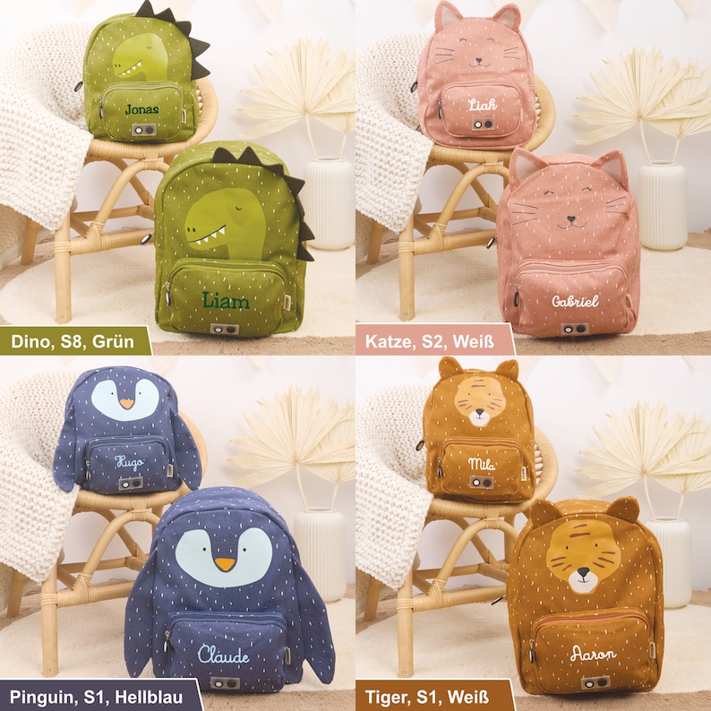 Kinderrucksack personalisiert mit Namen Klein Groß Kita Rucksack Trixie Rucksack Kindergarten Tiermotive Katze ab 2 Jahren zdjęcie 5