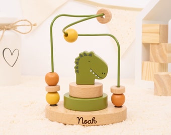 Trixie nœud de motricité personnalisé avec nom, jouet Montessori, jouet en bois pour bébé avec nom, cadeau de naissance, cadeau de baptême